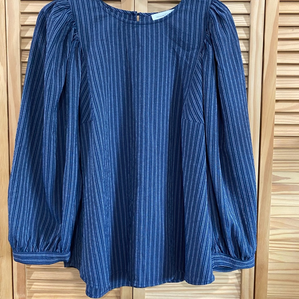 Treasure & Bond Navy Striped Blouse